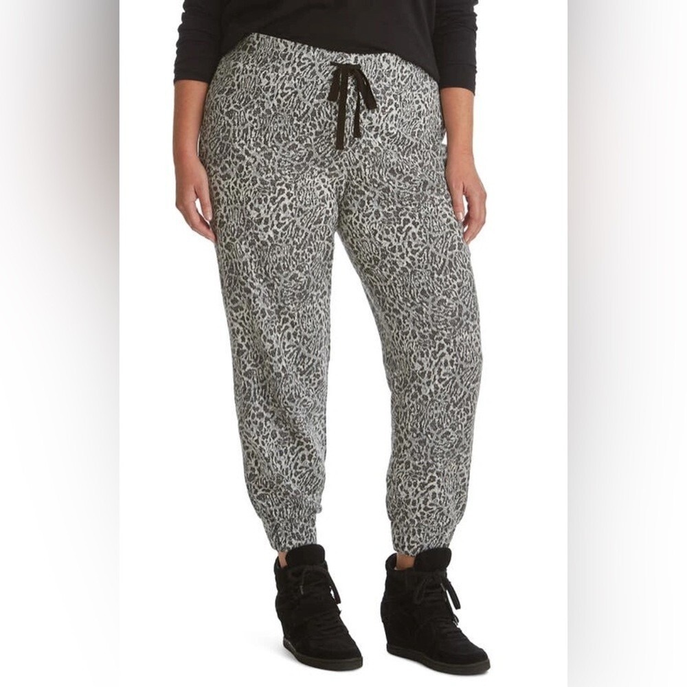 Adyson Parker Joggers Womens XLarge Grey Black‎ Animal Lounge Athleisure Cozy